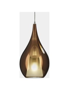 Sospensione Zoe Ø 16 cm in vetro soffiato bronzo con montatura cromo | Cangini & Tucci -CANGINI & TUCCI
