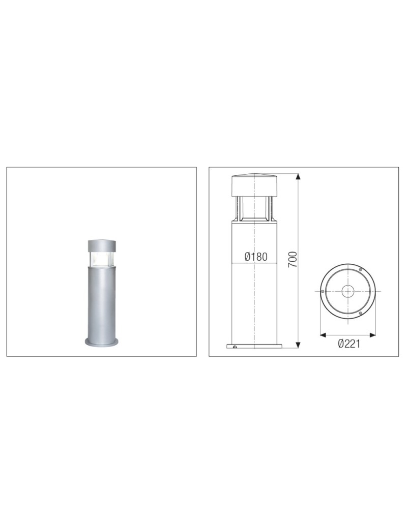 Palo Greta Big palo da terra H 70 cm in alluminio antracite, luce indiretta, G12 | Boluce -BOLUCE