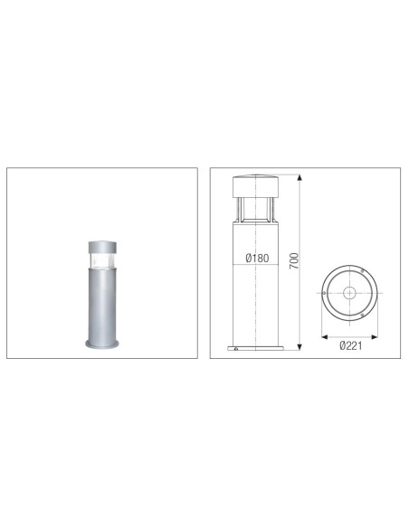 Palo Greta Big palo da terra H 70 cm in alluminio antracite, luce indiretta, G12 | Boluce -BOLUCE