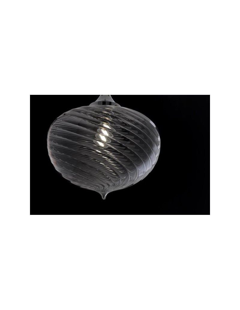 Sospensione Arabesque in vetro soffiato rigato trasparente, Ø 32 cm | Cangini & Tucci -CANGINI & TUCCI