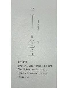 Sospensione Lacrima Ø 18 in vetro soffiato rigato fumé e cromo, E14 | Cangini & Tucci -CANGINI & TUCCI 2