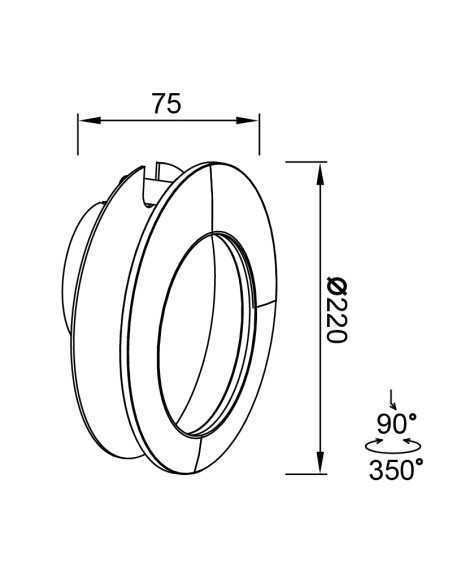 Applique LED Toronto a cerchi orientabili in metallo bianco Ø 22 cm, 10 W 3000 K | Mantra -MANTRA