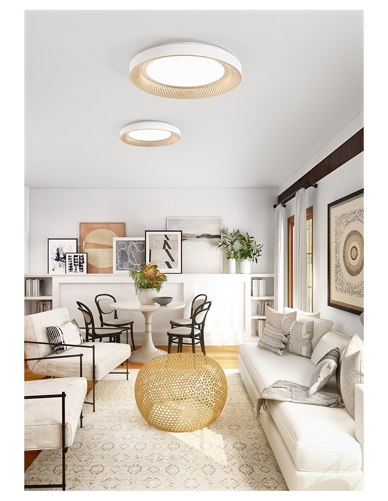Plafoniera LED tonda Ø 50 cm bianca con disco oro, 40 W, CCT 3000/4000 K | Perenz -PERENZ