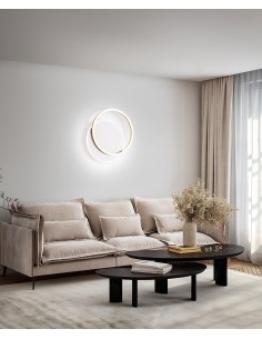 Plafoniera LED ad anello 47,5 cm bianco opaco e oro spazzolato, 43 W 3000 K | Perenz -PERENZ