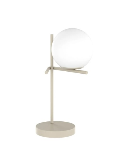 Lumetto Boomerang in metallo sabbia con sfera in vetro bianco, H 39 cm, E27 | Top Light -TOP LIGHT