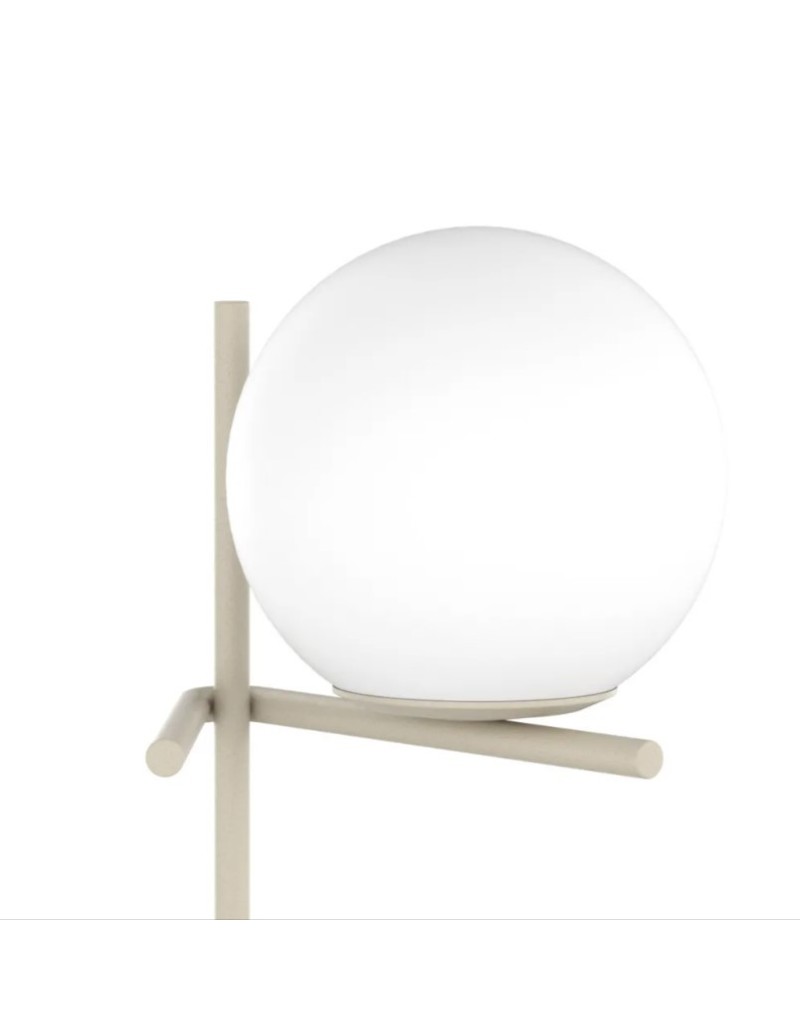 Lumetto Boomerang in metallo sabbia con sfera in vetro bianco, H 39 cm, E27 | Top Light -TOP LIGHT