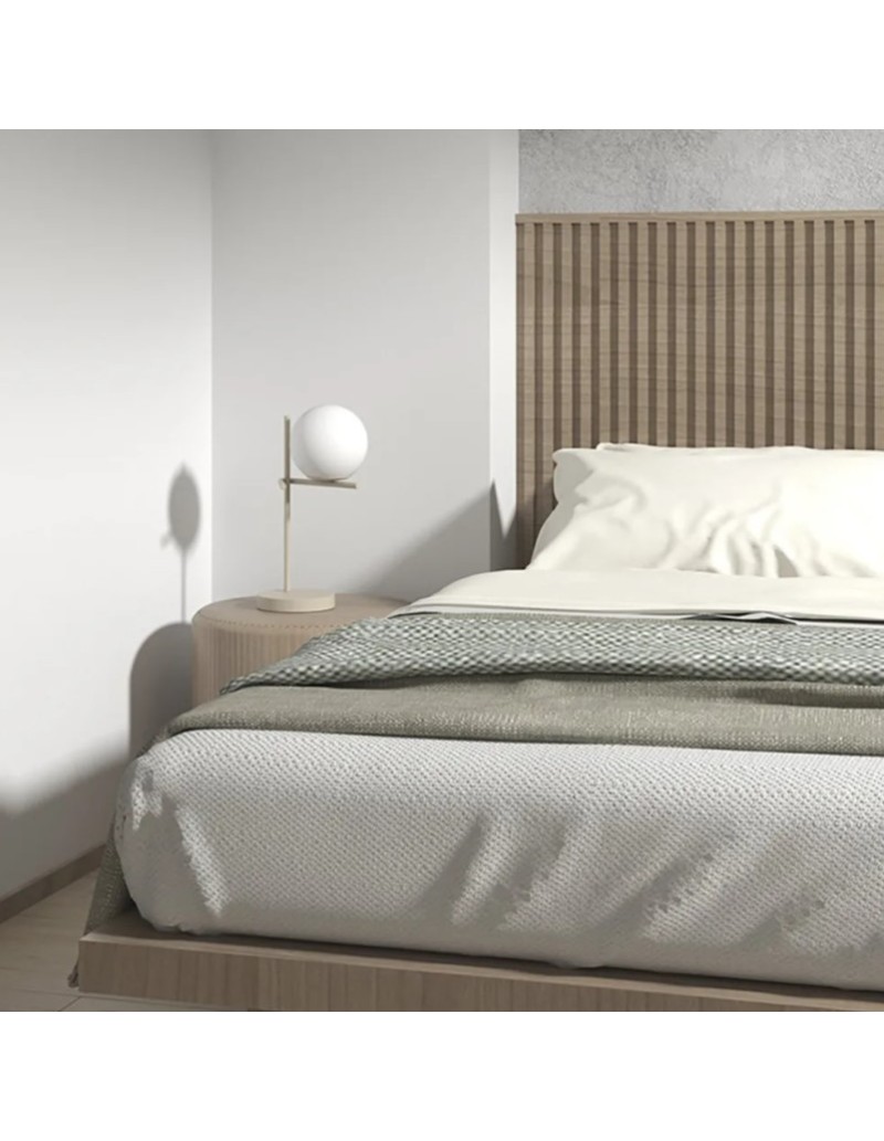 Lumetto Boomerang in metallo sabbia con sfera in vetro bianco, H 39 cm, E27 | Top Light -TOP LIGHT
