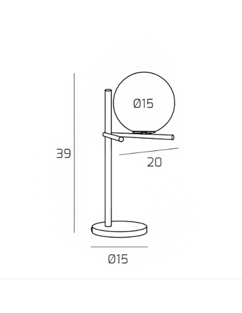 Lumetto Boomerang in metallo sabbia con sfera in vetro bianco, H 39 cm, E27 | Top Light -TOP LIGHT