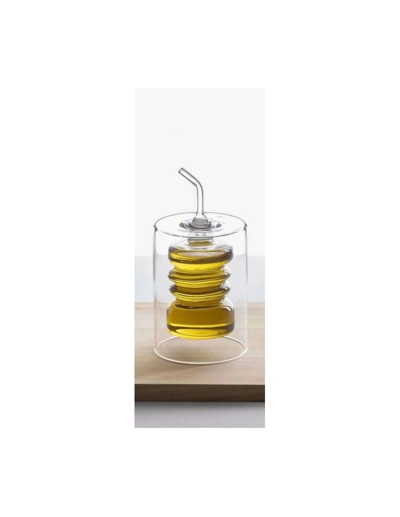 Oliera Rings piccola in vetro soffiato doppia parete H 11 cm | Ichendorf -ICHEDORF