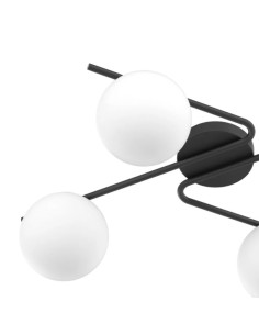 Plafoniera applique Holly 4 luci nero opaco con sfere in vetro bianco, E27 | Top Light -TOP LIGHT 2