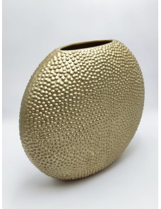 Vaso slim ovale Mille Bolle in ceramica effetto cemento oro, 50 cm | Petite Fantasie