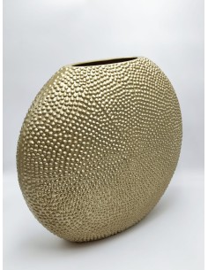 Vaso slim ovale Mille Bolle 29 cm in ceramica effetto cemento oro | Petite Fantasie -PETITE FANTASIE