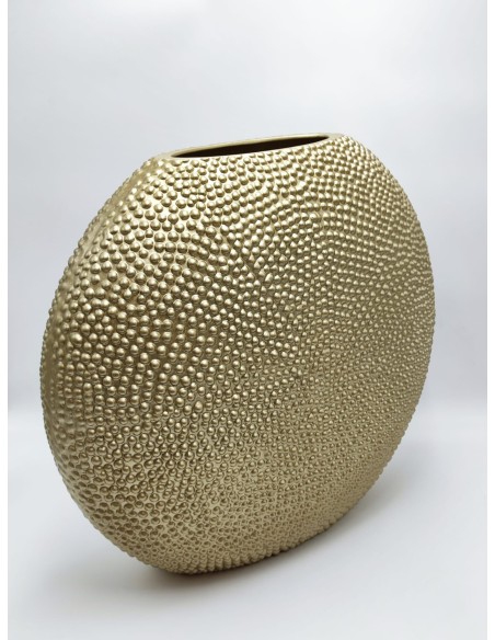 Vaso slim ovale Mille Bolle 29 cm in ceramica effetto cemento oro | Petite Fantasie -PETITE FANTASIE