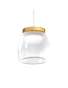 Lampada a sospensione LED Drum a 3 luci in vetro pirex soffiato, bianco e oro | Top Light -TOP LIGHT 2
