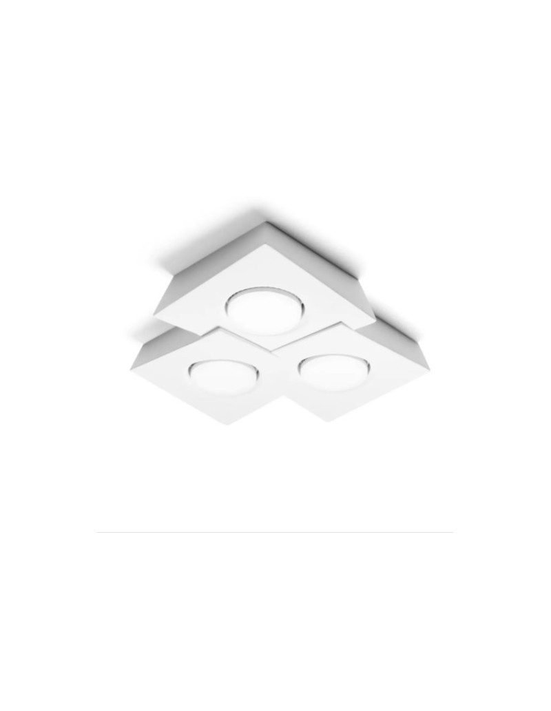 Plafoniera Anchise in gesso bianco a 3 luci GX53, lampadine LED incluse | Sforzin Miloox -SFORZIN - MILOOX