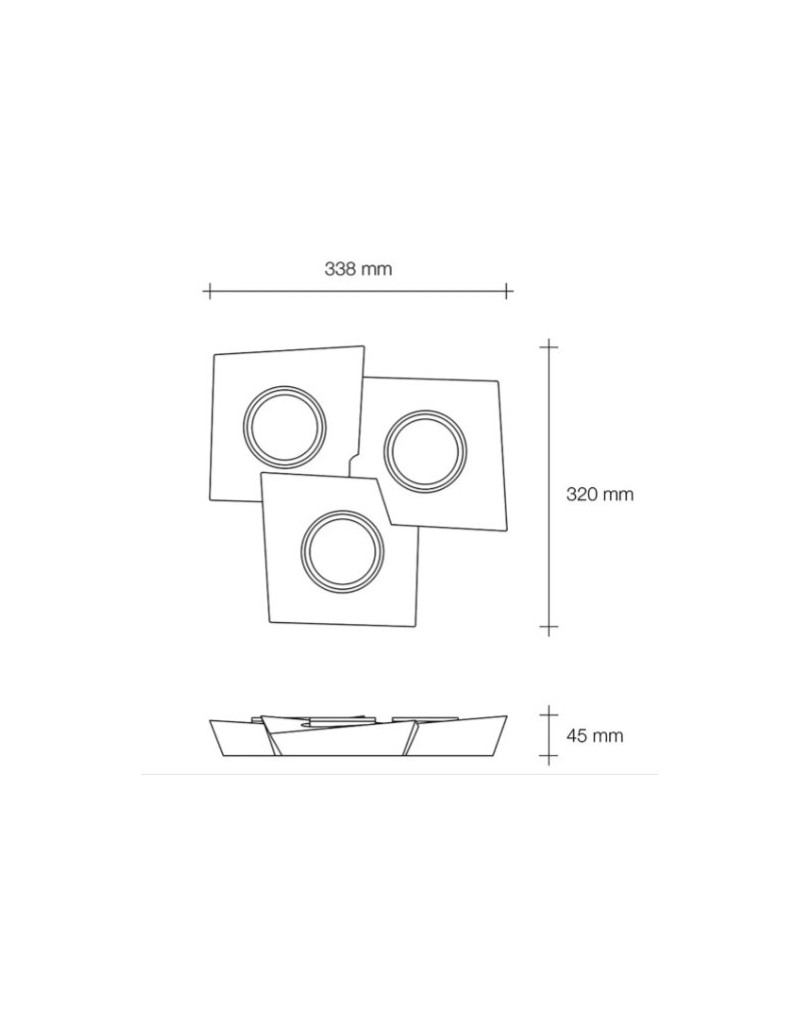 Plafoniera Anchise in gesso bianco a 3 luci GX53, lampadine LED incluse | Sforzin Miloox -SFORZIN - MILOOX