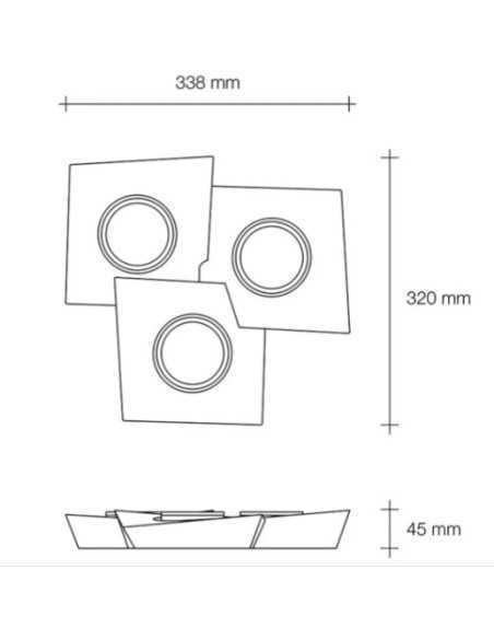 Plafoniera Anchise in gesso bianco a 3 luci GX53, lampadine LED incluse | Sforzin Miloox -SFORZIN - MILOOX