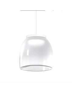 Lampada a sospensione LED Drum Ø 16 in vetro bianco sfumato e metallo oro | Top Light -TOP LIGHT