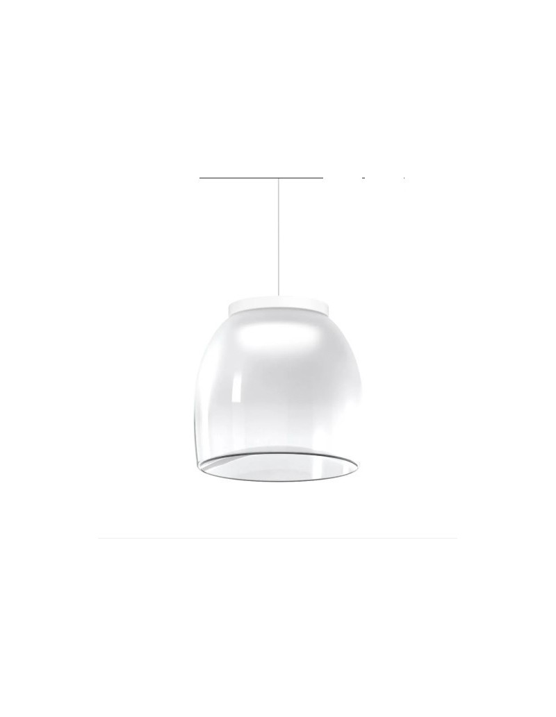 Lampada a sospensione LED Drum Ø 16 in vetro bianco sfumato e metallo oro | Top Light -TOP LIGHT