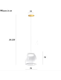 Lampada a sospensione LED Drum Ø 16 in vetro bianco sfumato e metallo oro | Top Light -TOP LIGHT 2