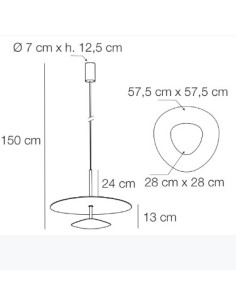 Sospensione LED a luce indiretta 57,5 cm in vetro satinato e oro, 40 W 4000 K | Elesi Luce -ELESI LUCE 2