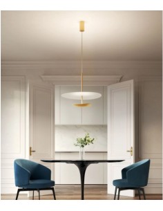 Sospensione LED a luce indiretta 57,5 cm in vetro satinato e oro, 40 W 4000 K | Elesi Luce -ELESI LUCE