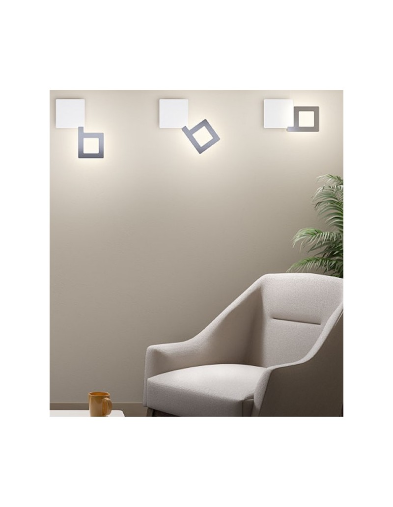 Applique LED LikeQ orientabile a luce indiretta, alluminio titanio e vetro | Elesi Luce -ELESI LUCE