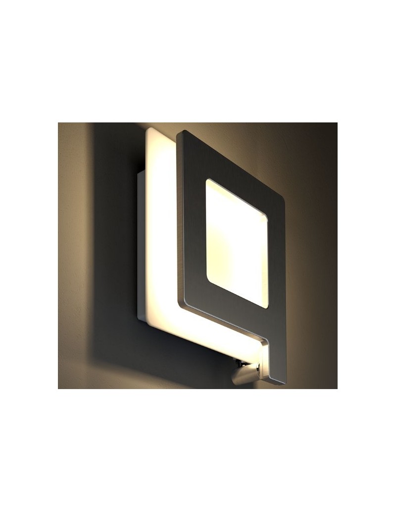 Applique LED LikeQ orientabile a luce indiretta, alluminio titanio e vetro | Elesi Luce -ELESI LUCE