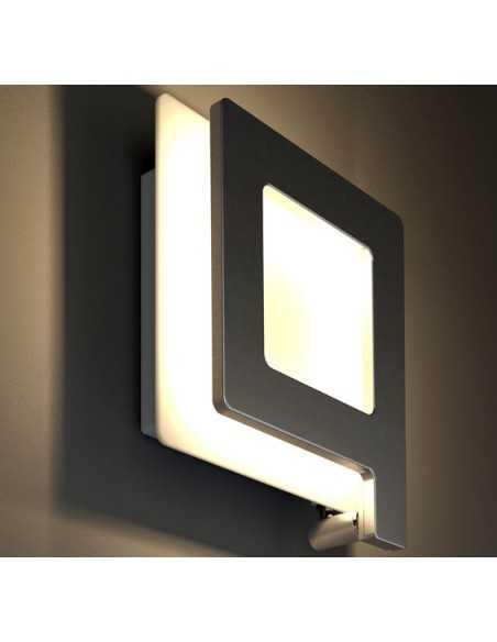 Applique LED LikeQ orientabile a luce indiretta, alluminio titanio e vetro | Elesi Luce -ELESI LUCE