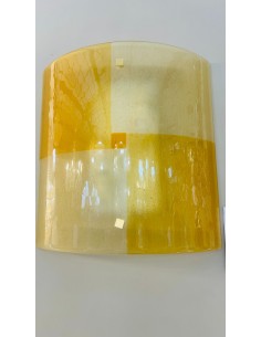 Plafoniera 40x38 cm in vetro a piastra ambra con finiture oro, 2 luci E27 | Elesi Luce -ELESI LUCE