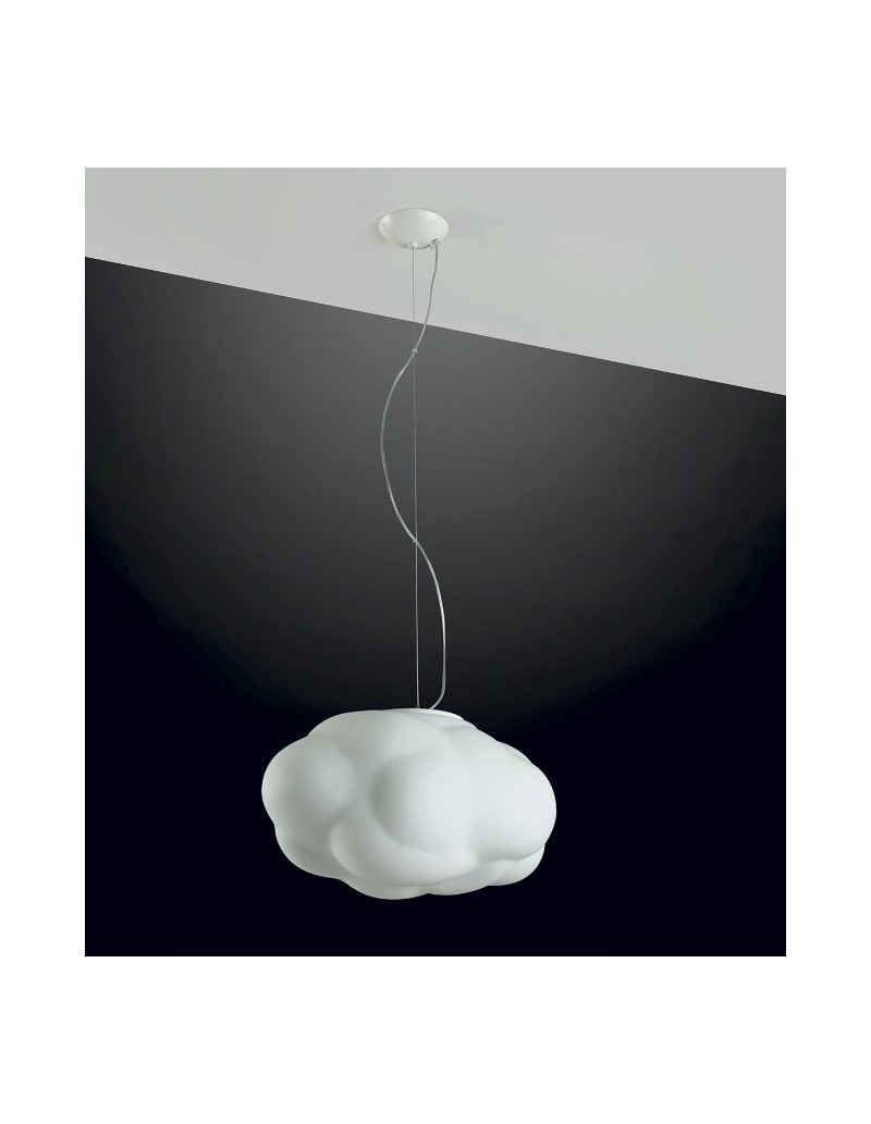 Lampadario a sospensione Nuvola in vetro bianco latte satinato, 50x35 cm, E27 | Cattaneo -CATTANEO