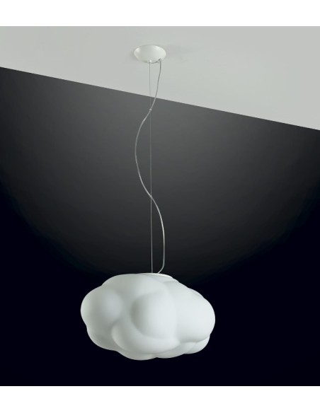 Lampadario a sospensione Nuvola in vetro bianco latte satinato, 50x35 cm, E27 | Cattaneo -CATTANEO