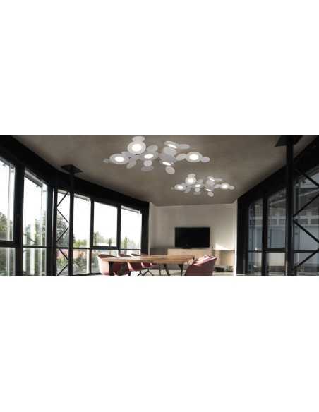 Plafoniera Mickey a 6 dischi in metallo tortora/sabbia, 73 x 100 cm, 6 x GX53 | Cattaneo -CATTANEO