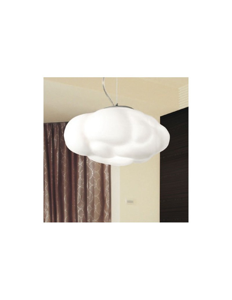 Lampadario a sospensione Nuvola in vetro bianco latte satinato, 50x35 cm, E27 | Cattaneo -CATTANEO