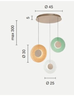 Lampadario a sospensione LED Candy 3 luci in vetro graniglia colorato e oro | Ondaluce -ONDALUCE 2