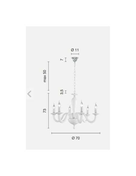 Lampadario classico Ravel 6 luci in cristallo e vetro con montatura oro, E14 | Ondaluce -ONDALUCE