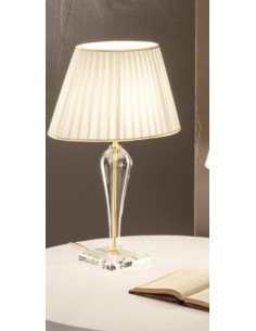 Lume alto Ravel in vetro lavorato a mano con dettagli oro e paralume, H 63 cm, E27 | Ondaluce -ONDALUCE
