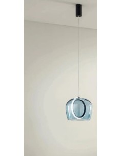 Sospensione LED Pinta in metallo nero con vetro Alfa ottanio Ø 25 cm, 12 W 3000K | Ondaluce -ONDALUCE