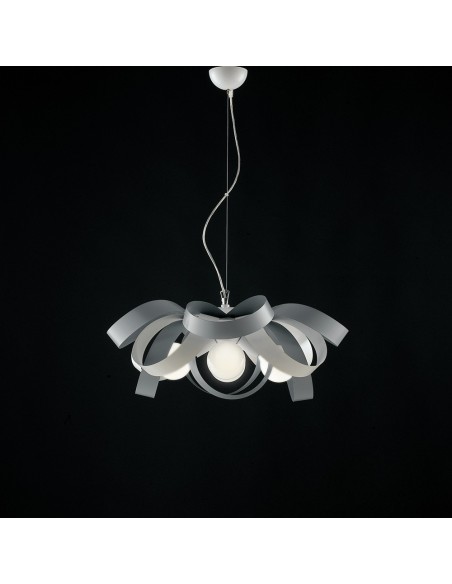 Lampada a sospensione Vertigo 4 luci bianco e grigio, made in Italy, E27 | Bonetti -BONETTI ILLUMINA