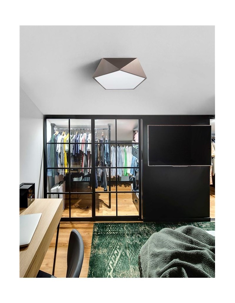 Plafoniera a prisma pentagonale in metallo bronzo satinato, 40 cm, 4 x E27 | Nova Luce -NOVA LUCE