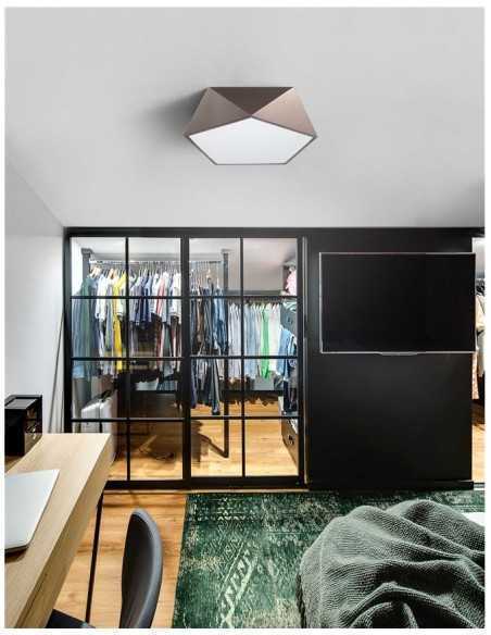 Plafoniera a prisma pentagonale in metallo bronzo satinato, 40 cm, 4 x E27 | Nova Luce -NOVA LUCE