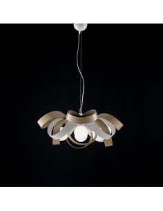 Lampada a sospensione Vertigo L 66 a 4 luci a fasce bianco e tortora, E27 | Bonetti Illumina -BONETTI ILLUMINA