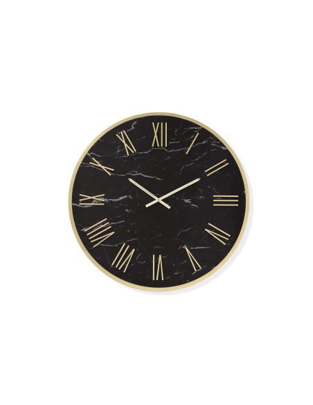 Orologio da parete Artemide Ø 60 cm in Kerlite effetto marmo nero, dettagli oro | Abitarte -ABITARTE