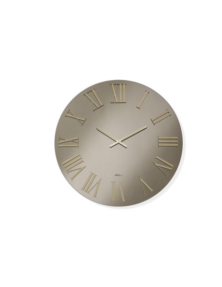 Orologio da parete Mira Ø 80 cm in vetro lucido bronzo con numeri oro | Abitarte -ABITARTE