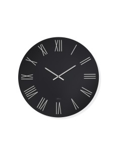 Orologio da parete Dark Ø 80 cm in vetro laccato nero, numeri bianchi e lancette cromo | Abitarte -ABITARTE