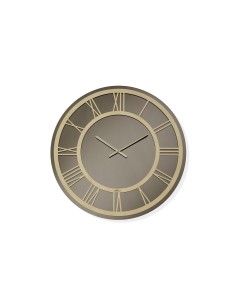 Orologio da parete Urano Ø 80 cm in vetro bronzo con cornice numeri in legno oro | Abitarte -ABITARTE