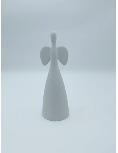 Statua Angelo Campanella in gres porcellanato latte, H 17 cm | Lineasette -LINEASETTE