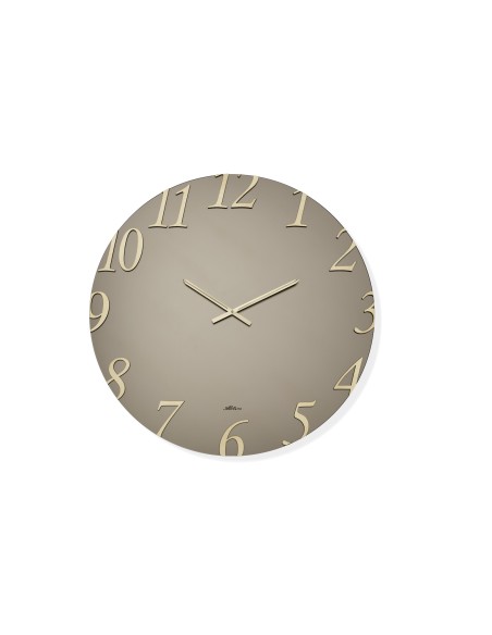 Orologio da parete Araby Ø 80 cm in vetro satinato bronzo, numeri e lancette oro | Abitarte -ABITARTE