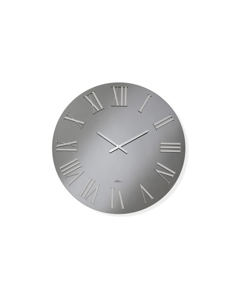 Orologio da parete Mira Ø 80 cm in vetro lucido fumé, numeri e lancette cromo | Abitarte -ABITARTE
