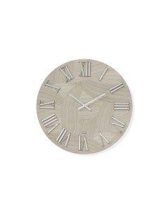 Orologio da parete Crisma Ø 80 cm in legno e parato chiaro, numeri argento e lancette cromo | Abitarte -ABITARTE